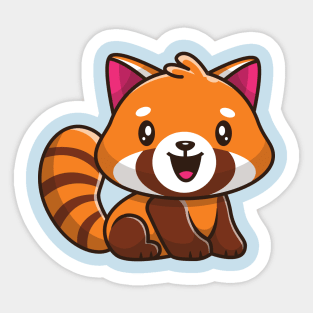 Cute Red Panda Sitting Cartoon Sticker